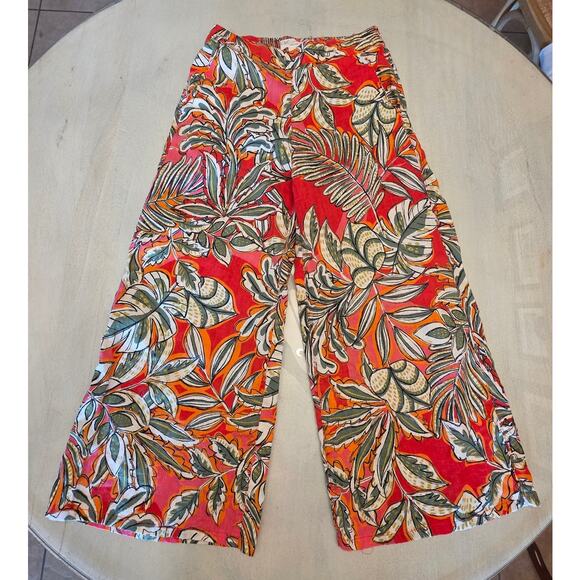 C&C California Pants - C&C California Women's 100% Linen Tropical Wide Leg Pants SZ Small